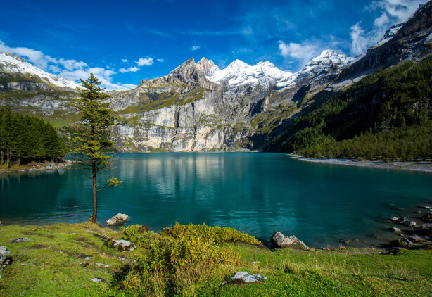 Aussicht auf den Oeschinensee oberhalb Kandersteg